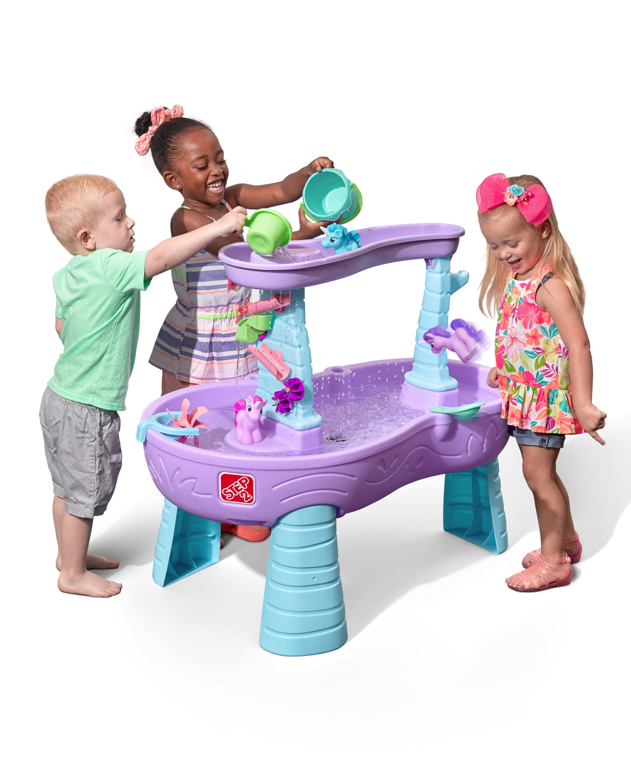 Step2 Rain Showers & Unicorn Water Table, Outdoor Water Table and Sensory Playset, Activity Toy with 13 Piece Accessories, Backyard Activity Centre,  Suitable for Kids both Boys and Girls Aged 18m+