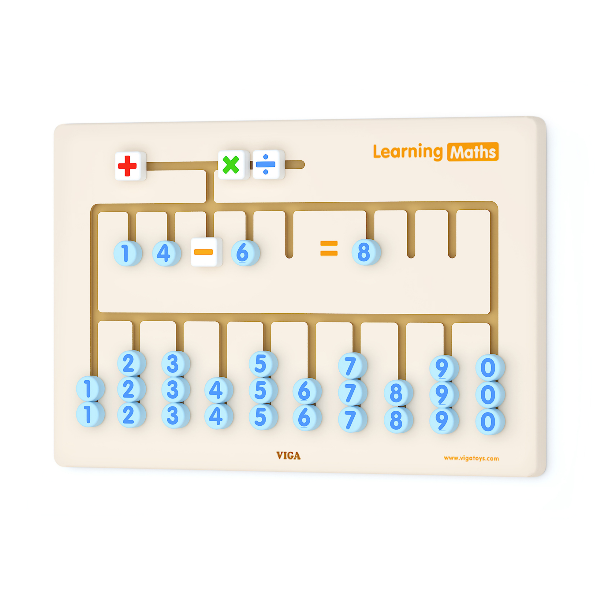 VIGA Learning Maths Wall Toy, Montessori Wooden Arithmetic Activity Board with Movable Numbers & Symbols, Develops Fine Motor Skills, Logic & Early Numeracy, Eco-Friendly, for Boys & Girls Ages 3+
