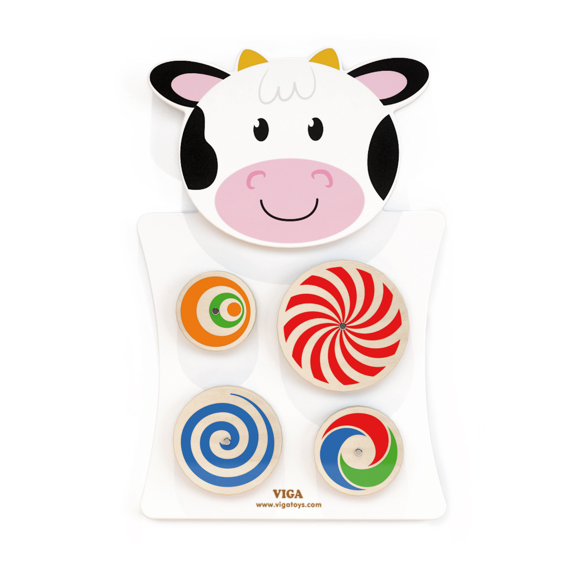 VIGA Wall Toy – Turning Patterns Montessori Wooden Sensory Activity for Toddlers 18M+ – Eco-Friendly Learning Toy with Rolling Discs – Hand-Eye Coordination and Logic Development