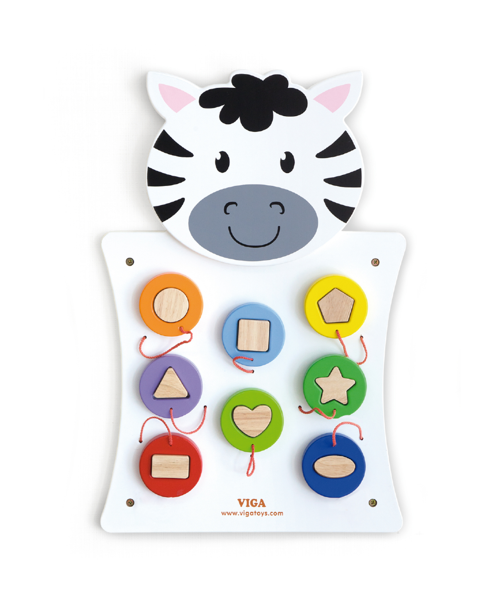 Viga Match Shapes, 8 Piece Shape Matching Puzzle, Montessori Wooden Toy, Develops Spatial Reasoning, Fine Motor & Cognitive Skills, Eco-Friendly Educational Wall Panel, for Boys & Girls 18M+