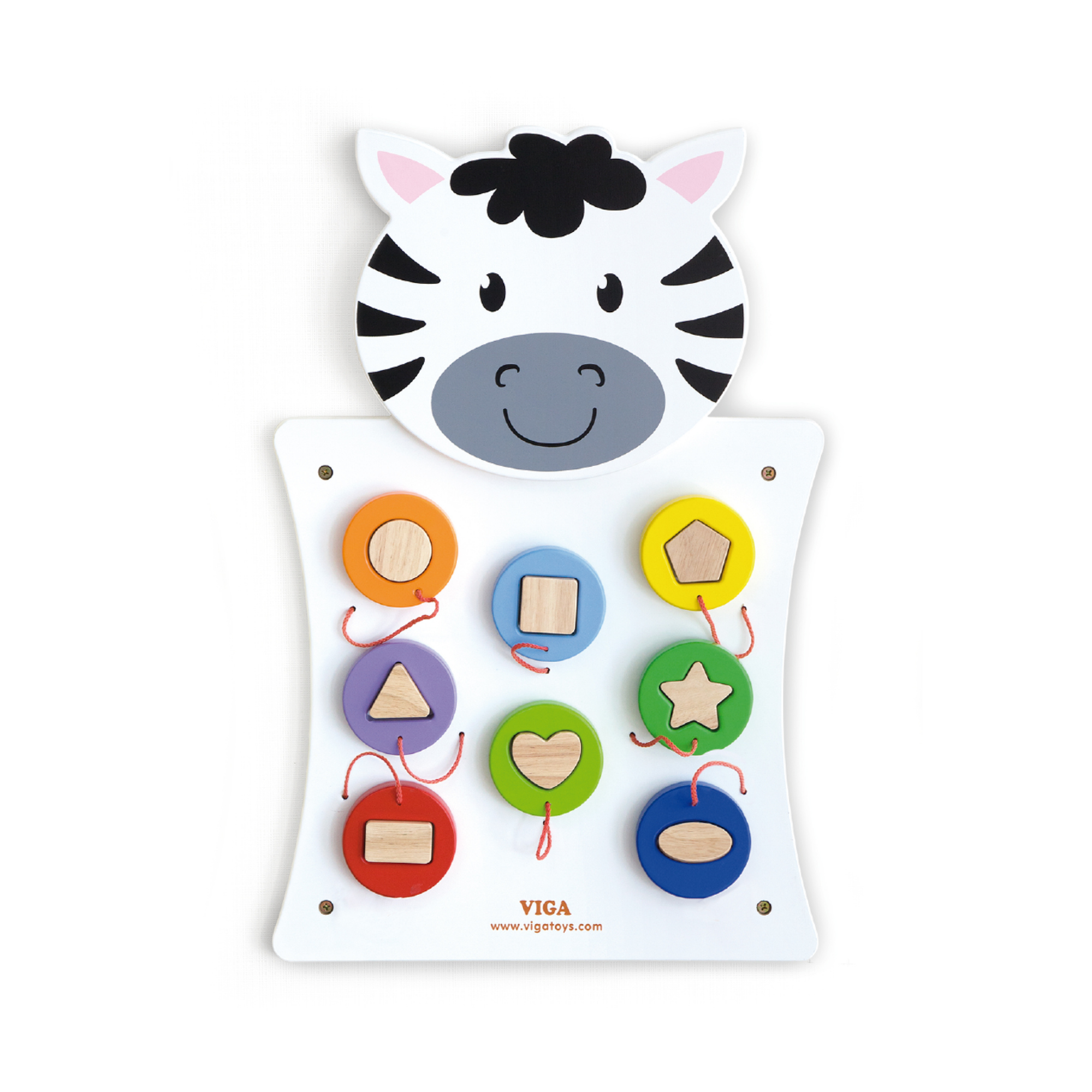 Viga Match Shapes, 8 Piece Shape Matching Puzzle, Montessori Wooden Toy, Develops Spatial Reasoning, Fine Motor & Cognitive Skills, Eco-Friendly Educational Wall Panel, for Boys & Girls 18M+