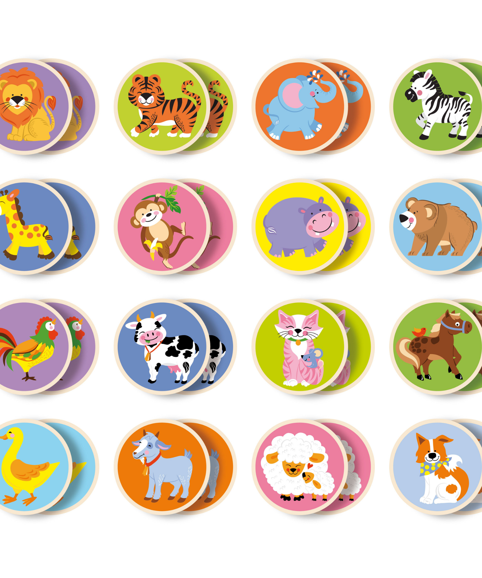 Viga Animal Memory Game, 36 Piece Matching Puzzle, Montessori Wooden Toy, Develops Cognitive, Memory & Concentration Skills, Eco-Friendly Educational Toy with Storage Box, for Boys & Girls 3Y+