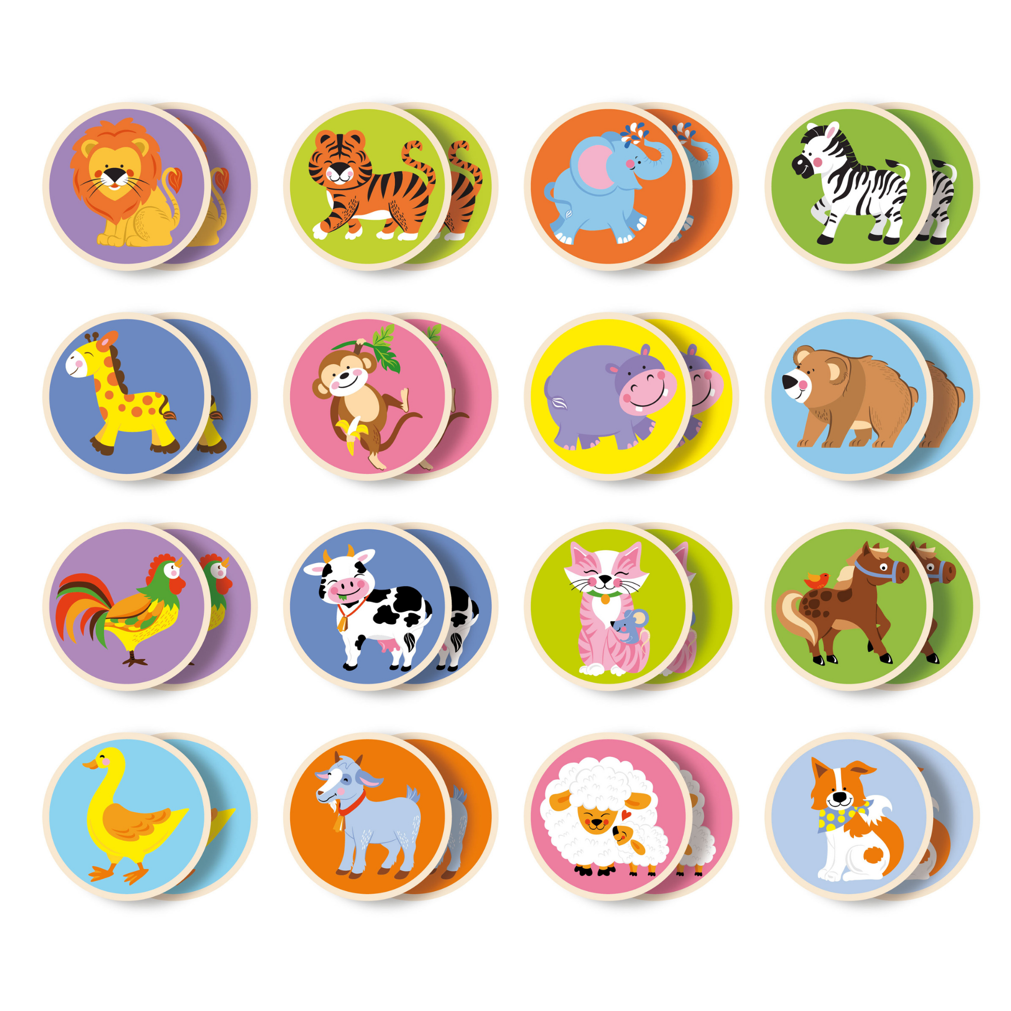 Viga Animal Memory Game, 36 Piece Matching Puzzle, Montessori Wooden Toy, Develops Cognitive, Memory & Concentration Skills, Eco-Friendly Educational Toy with Storage Box, for Boys & Girls 3Y+