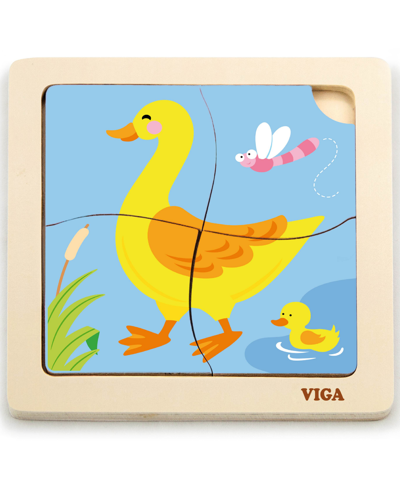 Viga Duck, 4 Piece Block Puzzle, Montessori Wooden Toy, Develops Sensory, Cognitive & Fine Motor Skills, Non-Toxic & Eco-friendly Kids Educational Toy, Suitable for Boys and Girls Aged 12M+