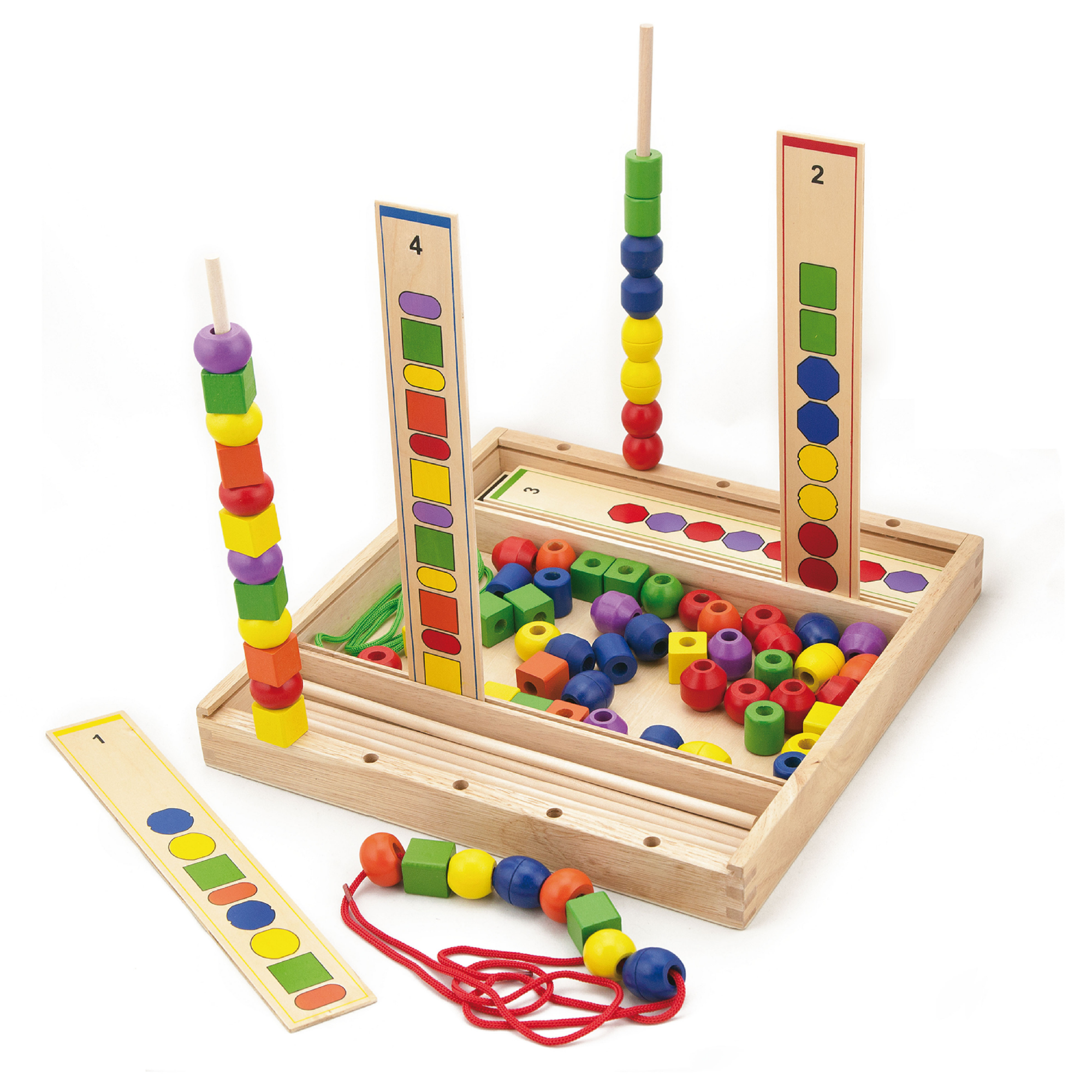 VIGA Wooden Beads Sequence Toy, 72-Piece Montessori Sorting & Pattern Activity, Develops Fine Motor Skills,Logic & Early Math, Enhances Memory & Problem-Solving, Eco-Friendly, for Boys & Girls Ages 3+