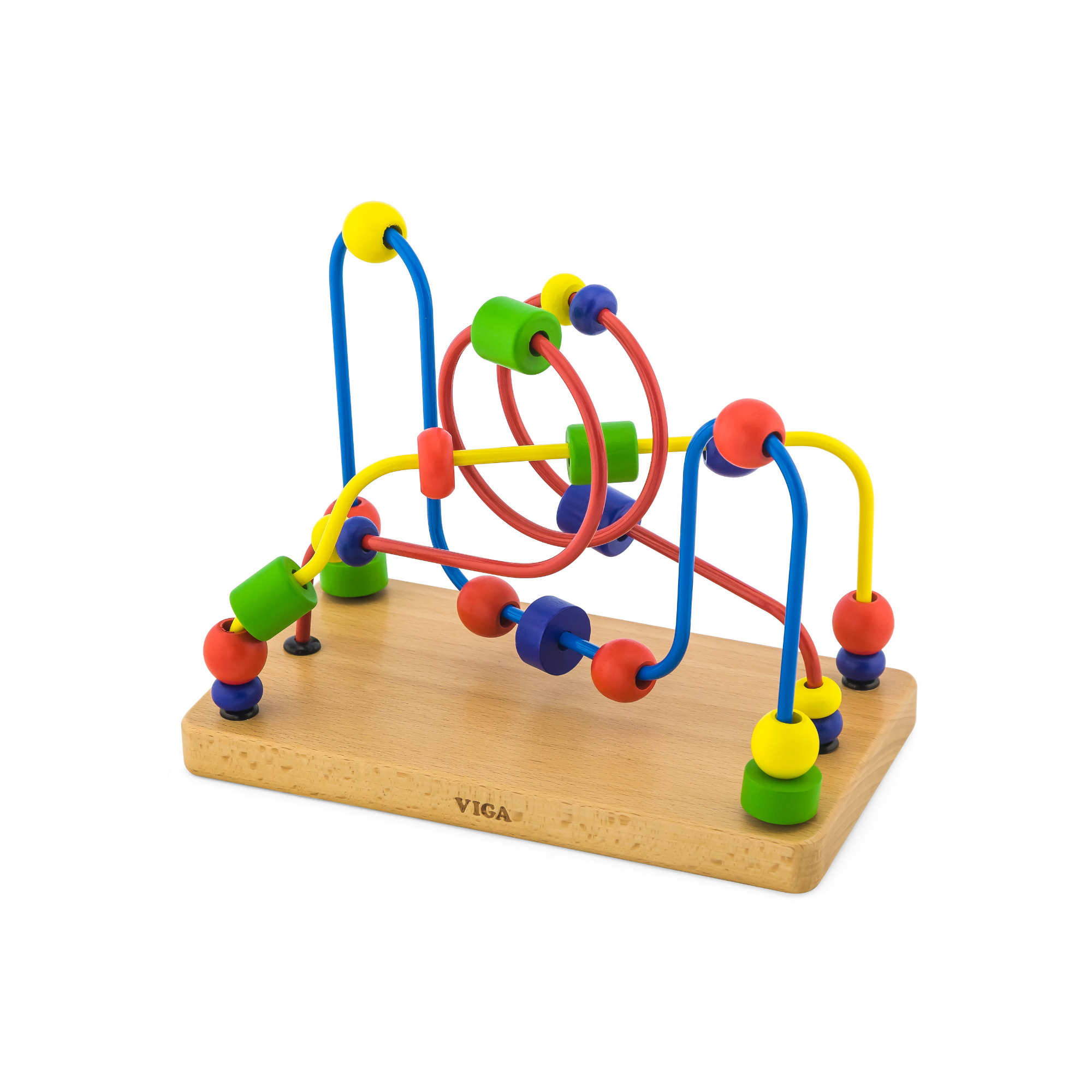 VIGA Wooden Wire Beads Maze, Montessori Educational Sensory Toy, Enhances Fine Motor Skills, Hand-Eye Coordination & Color Recognition, Eco-Friendly & Non-Toxic, for Boys & Girls Ages 18M+