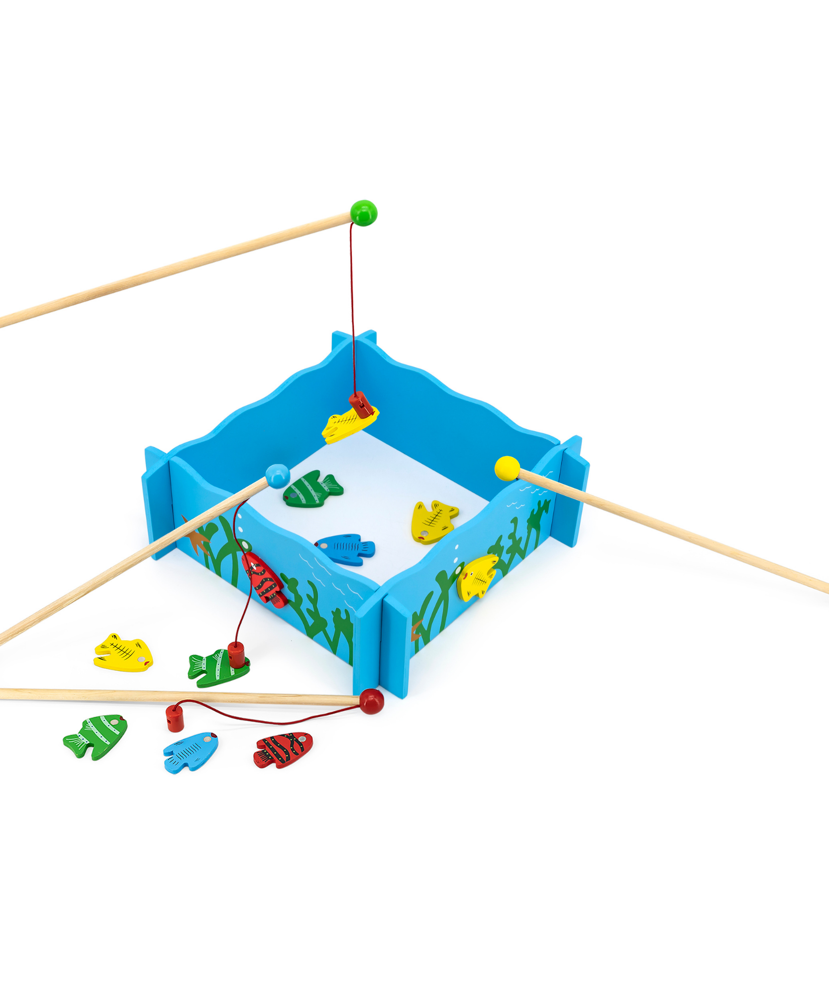 Viga Wooden Fishing Game, Montessori Magnetic Toy with 4 Rods & Numbered Fish, Develops Fine Motor Skills & Early Number Recognition, Eco-Friendly & Non-Toxic Educational Toy, for Ages 18M+