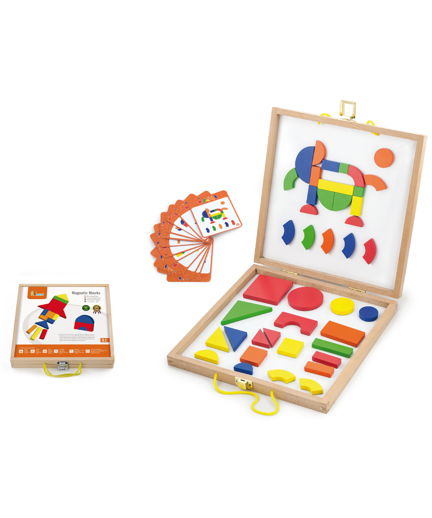 Viga Magnetic Blocks, 42 Piece  Puzzle, Montessori Wooden Toy, Develops Sensory, Cognitive & Fine Motor Skills, Non-Toxic & Eco-friendly Kids Educational Toy, Suitable for Boys and Girls Aged 3Y+