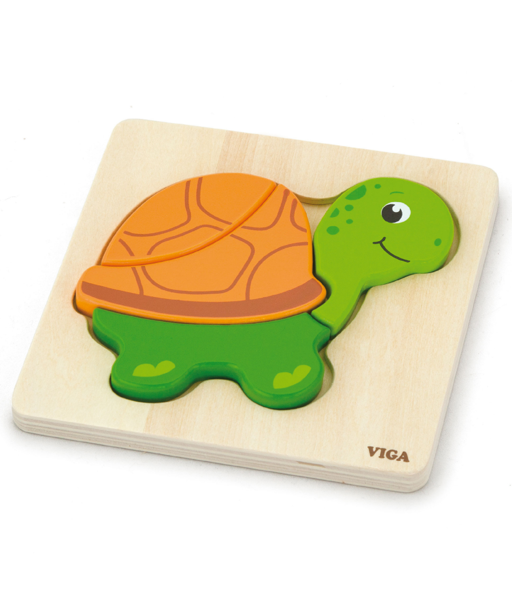 Viga Turtle, 4 Piece Block Puzzle, Montessori Wooden Toy, Develops Sensory, Cognitive & Fine Motor Skills, Non-Toxic & Eco-friendly Kids Educational Toy, Suitable for Boys and Girls Aged 18M+