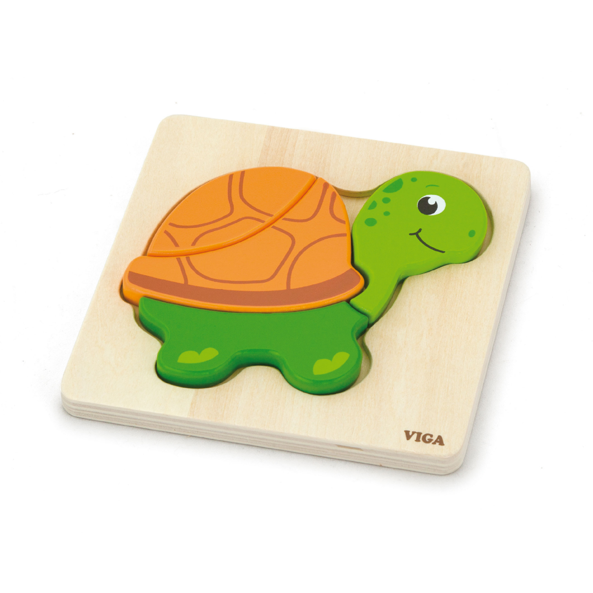 Viga Turtle, 4 Piece Block Puzzle, Montessori Wooden Toy, Develops Sensory, Cognitive & Fine Motor Skills, Non-Toxic & Eco-friendly Kids Educational Toy, Suitable for Boys and Girls Aged 18M+