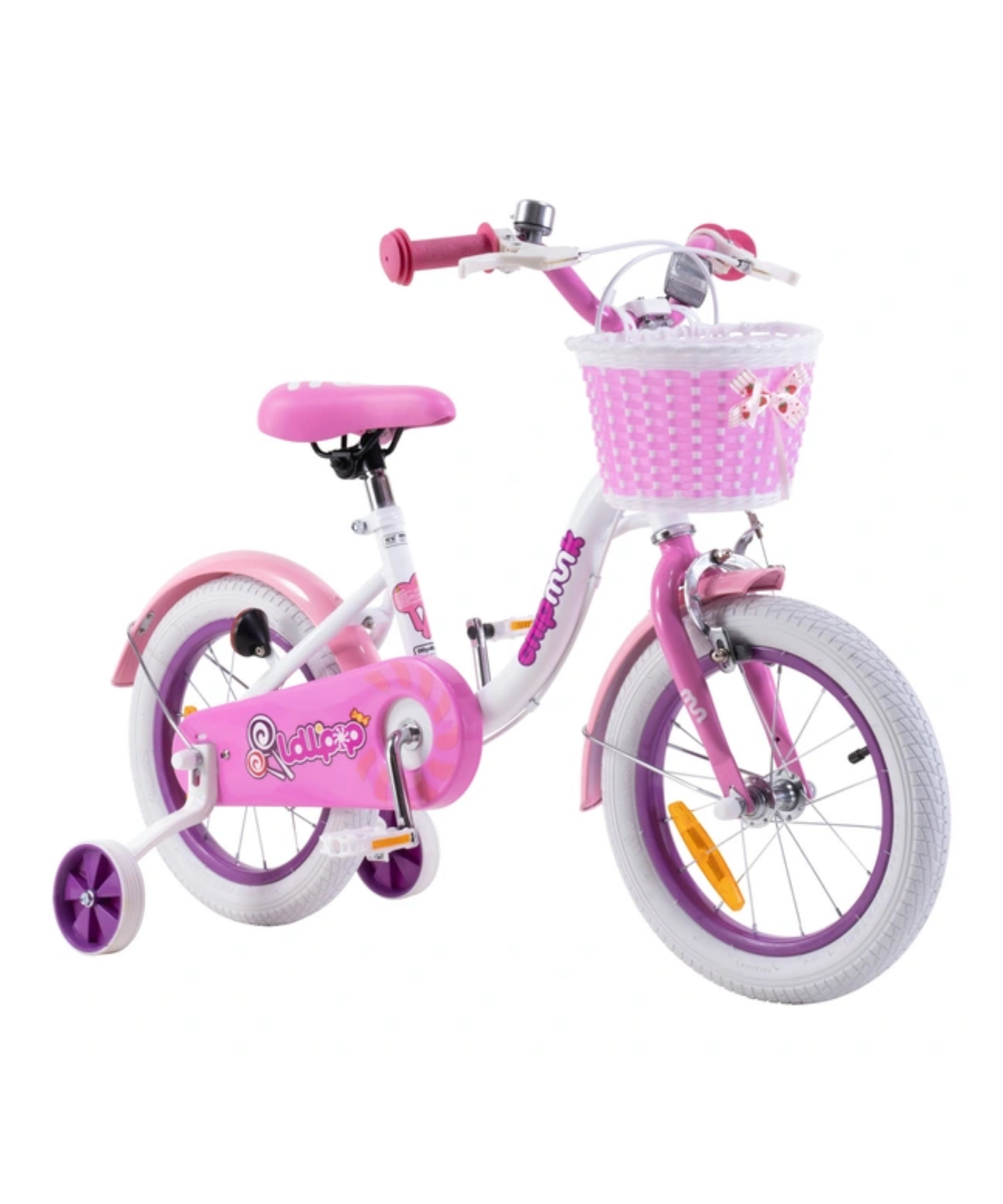 Chipmunk MM 12 Inch Bicycle with Lightweight Steel Frame, Basket, Adjustable Seat and Handle, Front + Rear Brakes, 85% Pre-Assembled Kid's Bikes with Training Wheels for Children 2-5 Years Old, White