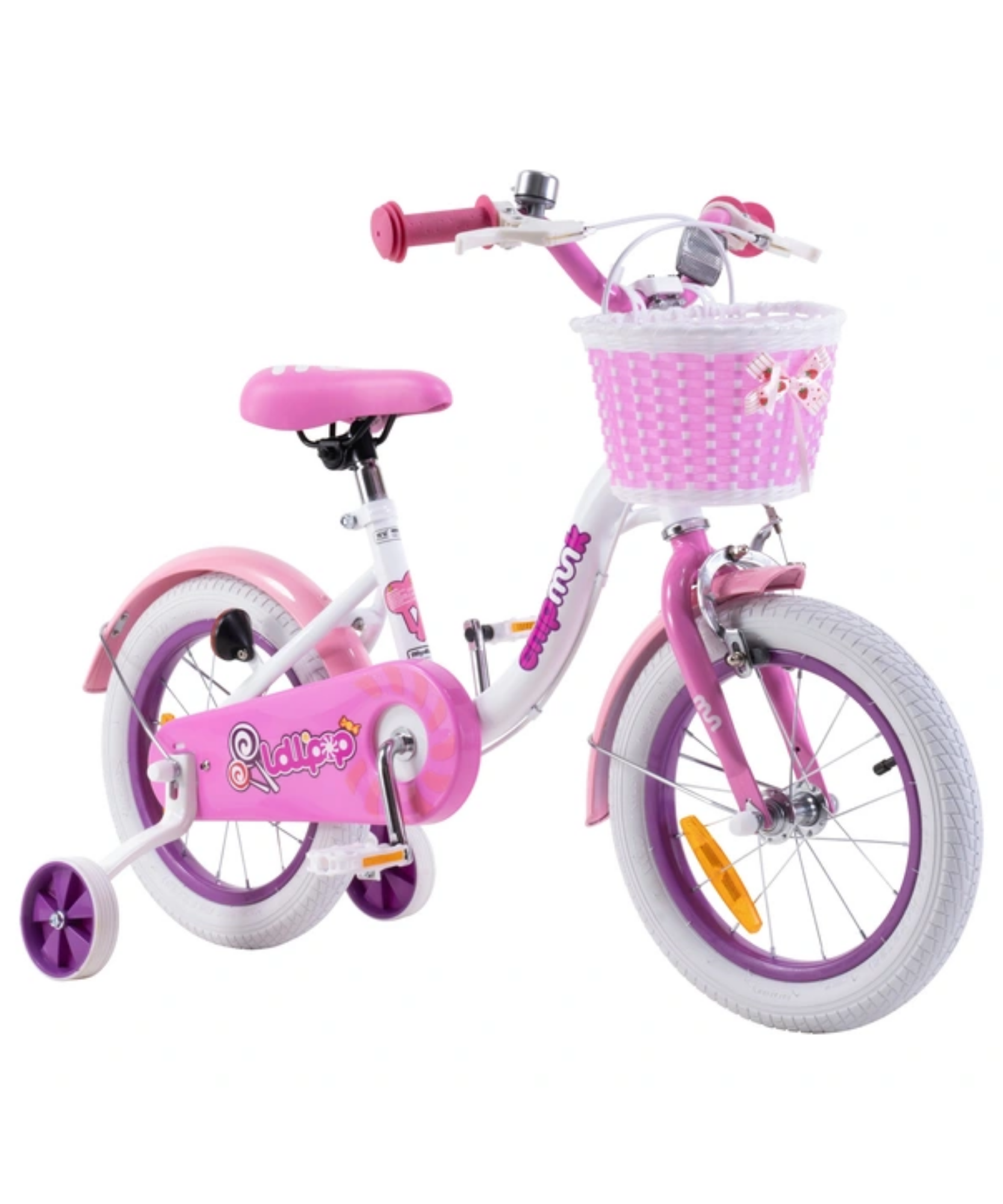 Chipmunk MM 16 Inch Bicycle with Lightweight Steel Frame, Basket, Adjustable Seat and Handle, Front + Rear Brakes, 85% Pre-Assembled Kid's Bikes with Training Wheels for Children 4-7 Years Old, White