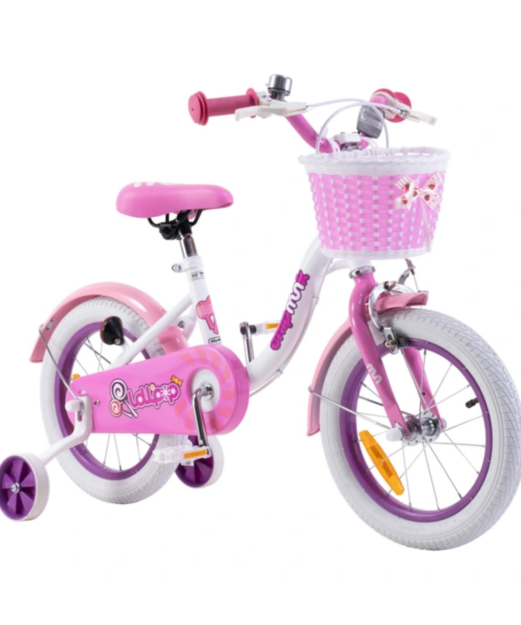 Chipmunk MM 18 Inch Bicycle with Lightweight Steel Frame, Basket, Adjustable Seat and Handle, Front + Rear Brakes, 85% Pre-Assembled Kid's Bikes with Training Wheels for Children 6-9 Years Old, White