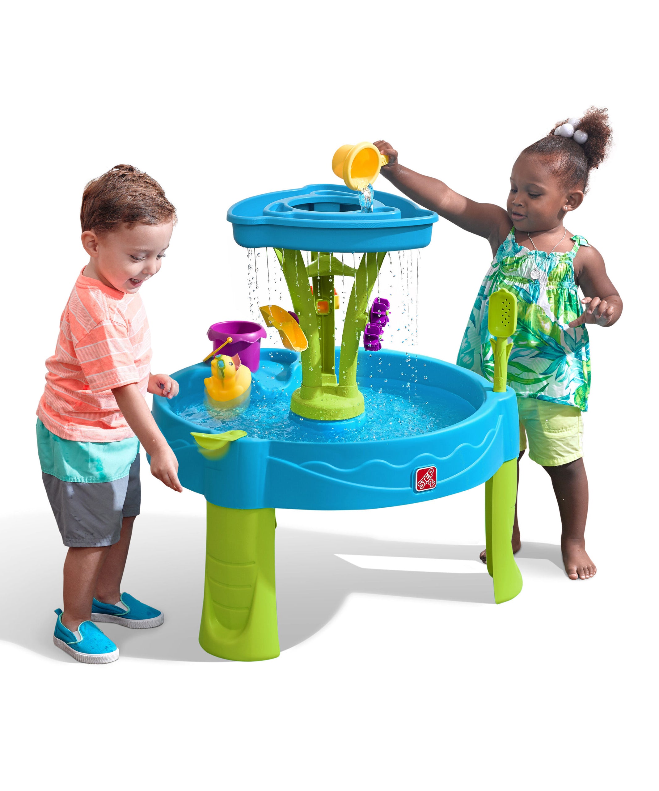 Step2 Summer Showers Splash Tower Water Table, Indoor and Outdoor Water Table and Sensory Playset, Activity Toy with8 Piece Accessories, STEM Toy and Activity Centre, Suitable for Toddlers Aged 1.5+