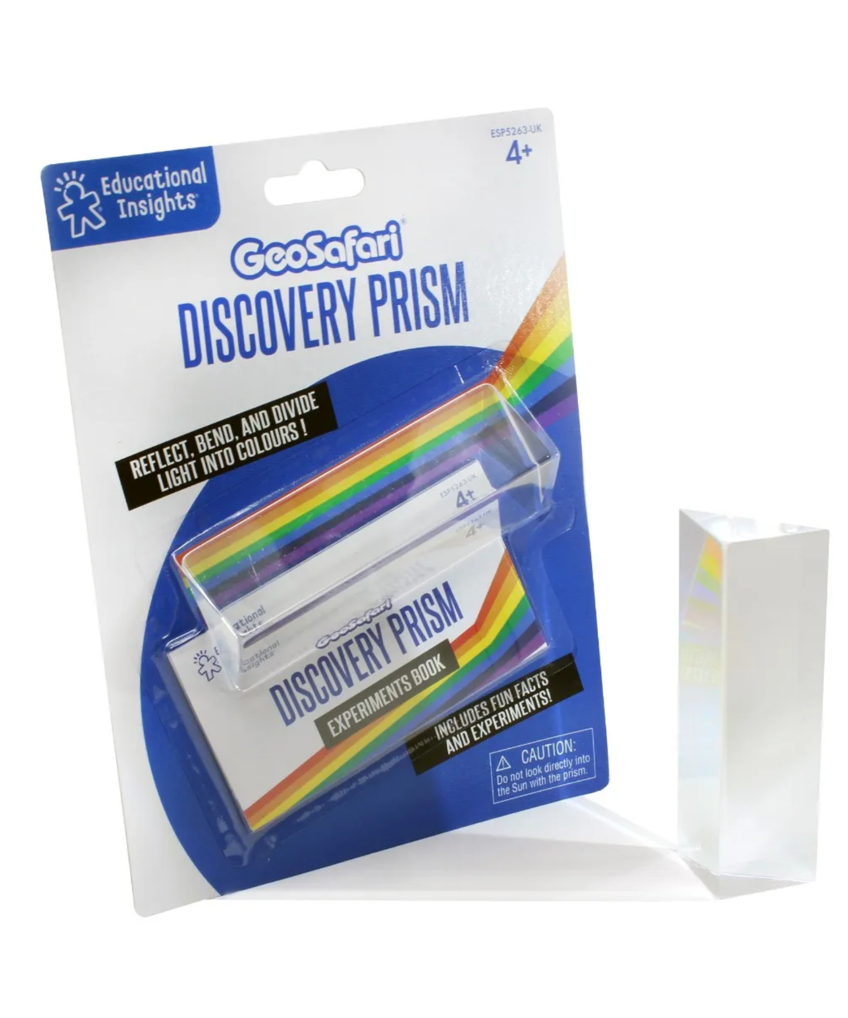 Learning Resources Discovery Prism, 10cm Optical Science Prism for Kids, Splits White Light into a Spectrum, Includes Activity Guide, Ages 8+