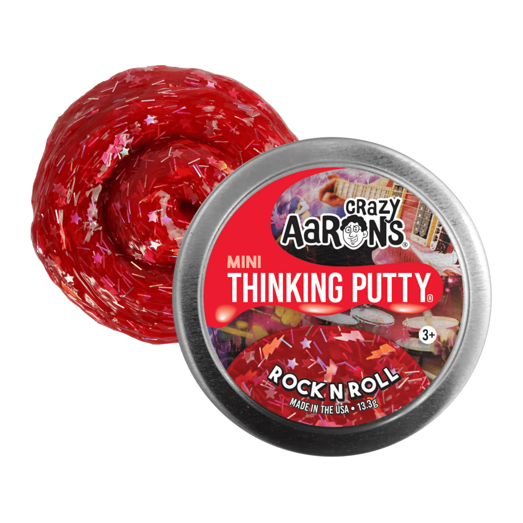 Crazy Aaron's Mini Rock n' Roll Thinking Putty, 2" Tin with 13g of Non-Toxic Sensory Play Putty which Never Dries Out, Soft Textured Creative Fidget Toy for Boys and Girls Ages 3Y+