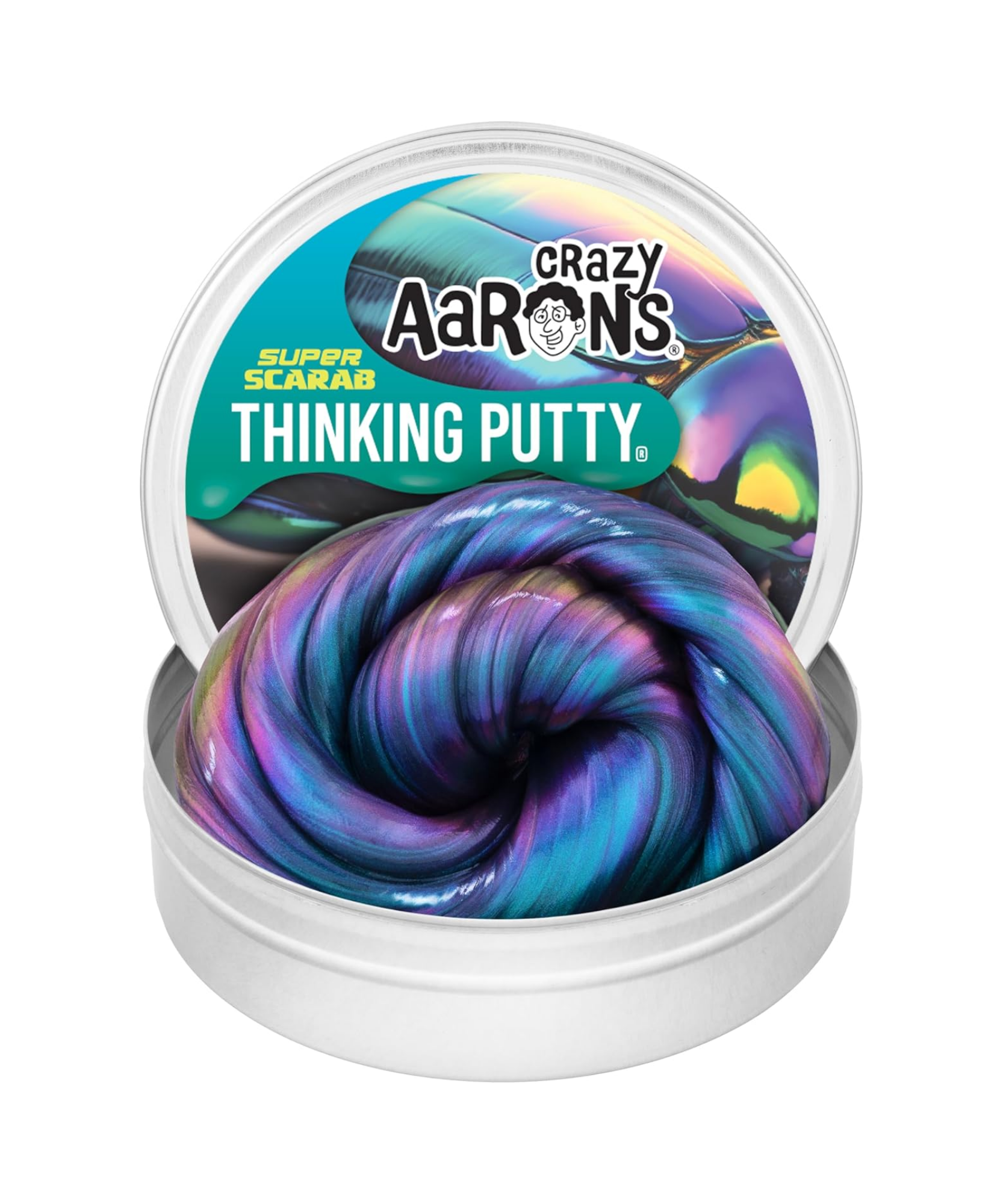 Crazy Aaron's Super Scarab Thinking Putty, 4" Tin with 90g of Non-Toxic Sensory Play Putty which Never Dries Out, Soft Textured Creative Fidget Toy for Boys and Girls Ages 3Y+