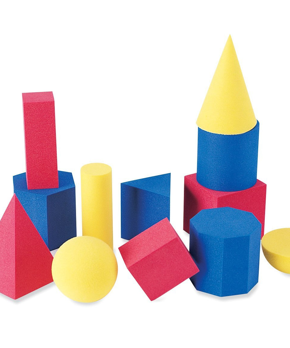 Learning Resources Hands-On Soft Geosolids, Soft Foam 3D Shapes, Set of 12, Ages 5+, Geometry Practice for Kids