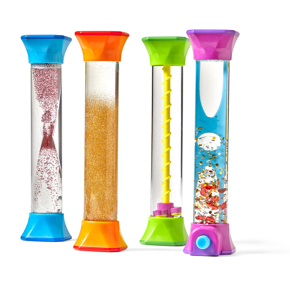 Learning Resources Sensory Fidget Tubes, Set of 4 Calming Visual Sensory Toys for Focus and Relaxation, Ages 3+