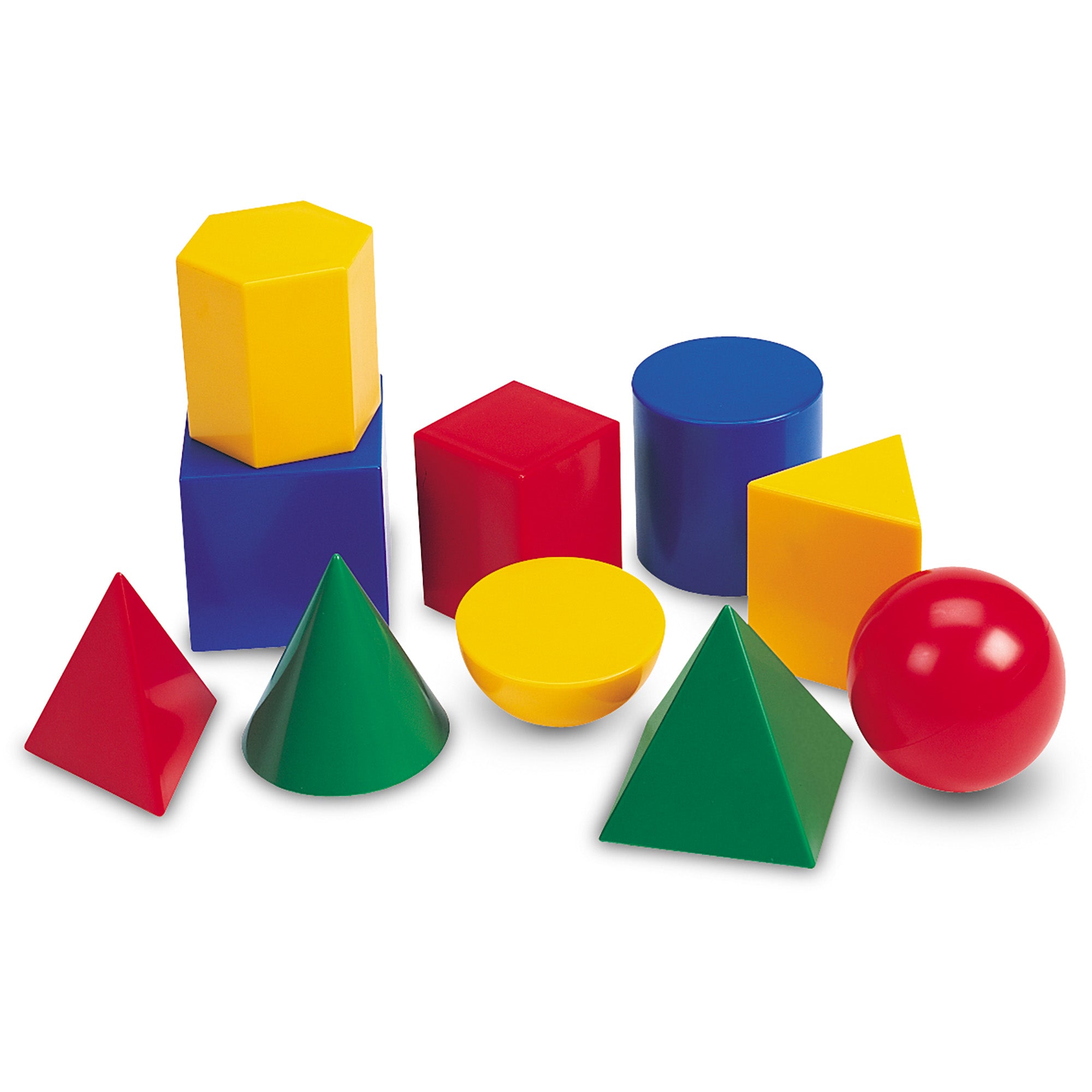 Learning Resources Large Plastic Geometric Shapes Set, 10 Durable 3D Shapes with 8cm Dimensions, Hands-On Math and STEM Learning for Ages 8+