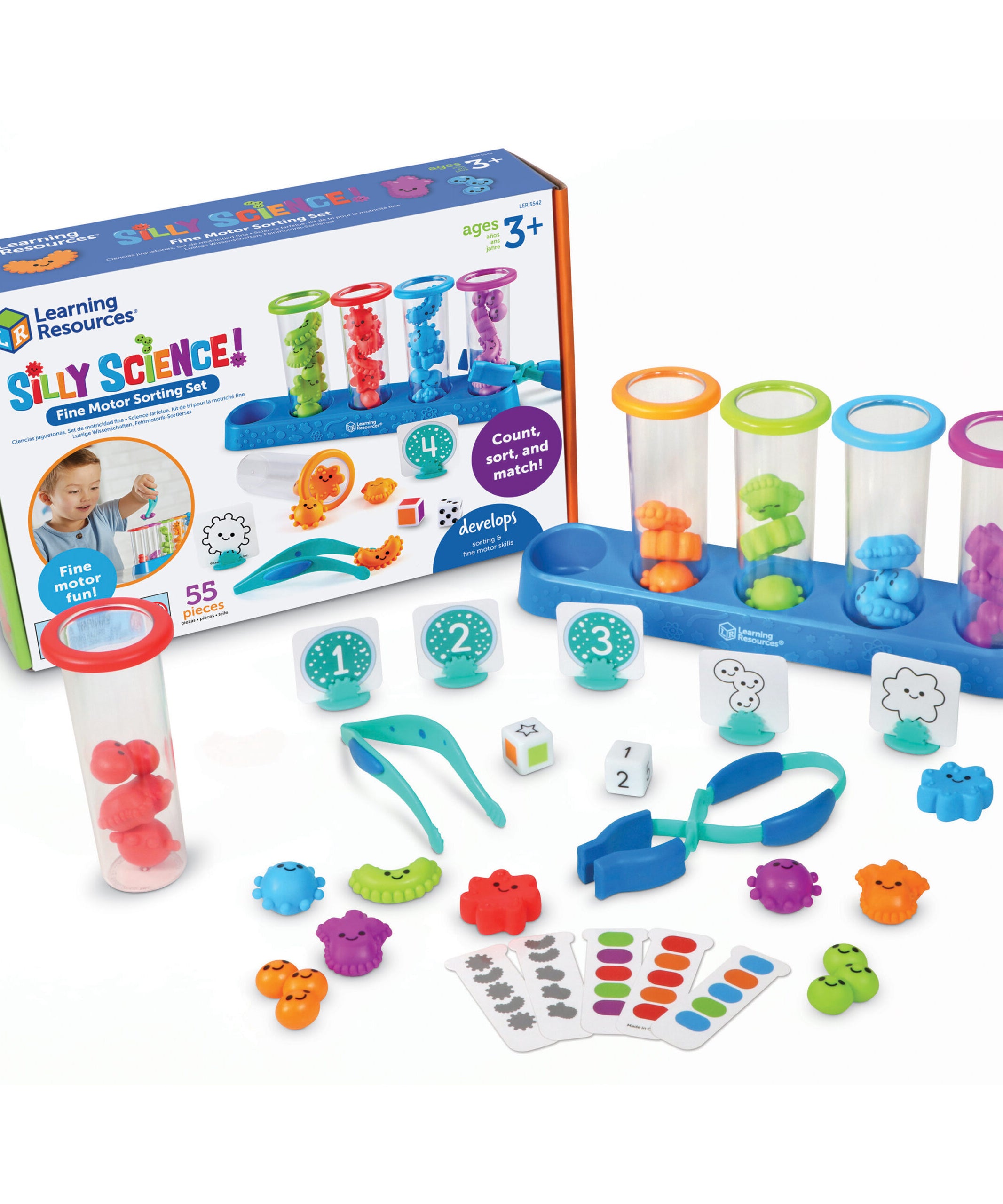 Learning Resources Silly Science Fine Motor Set, Fun Preschool STEM Toy for Sorting, Counting, and Motor Skill Development