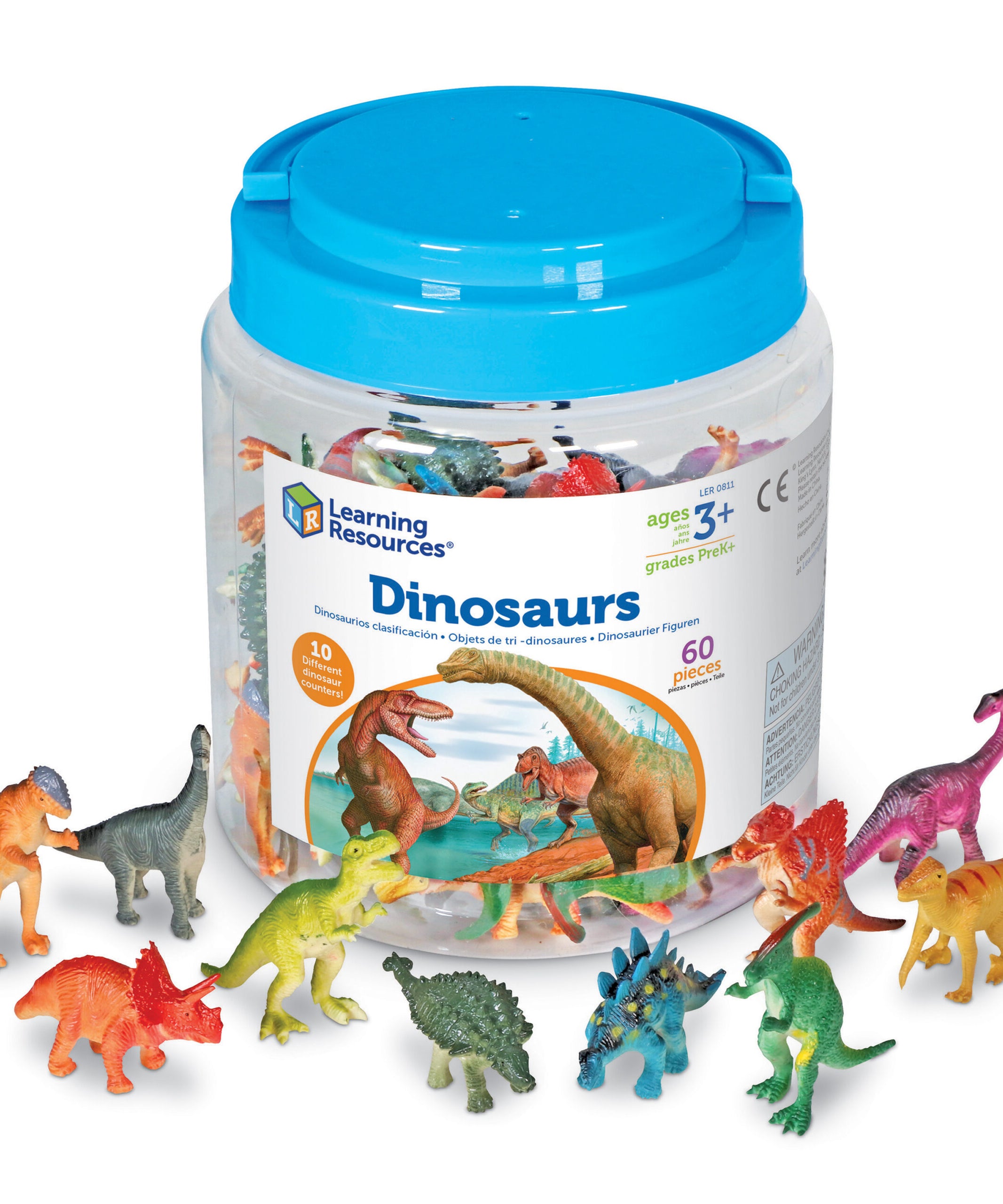 Learning Resources Dinosaur Counters, Set of 60 Realistic Figures for Counting, Sorting, and Imaginative Play, Ages 3+