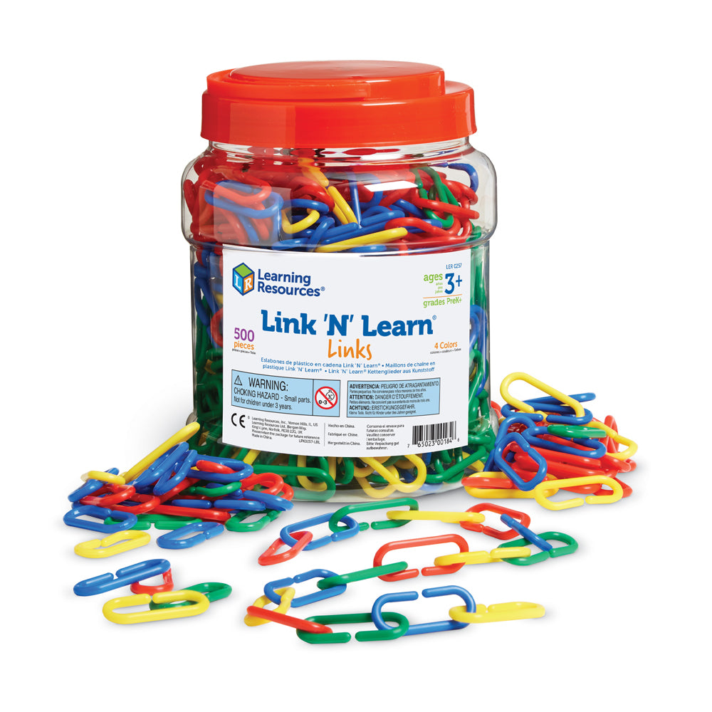 Learning Resources Link ‘N’ Learn Links, Set of 500 Colourful Plastic Links for Early Maths & Fine Motor Skills, Sorting, Counting & Patterning, Includes Activity Guide, Ages 3+