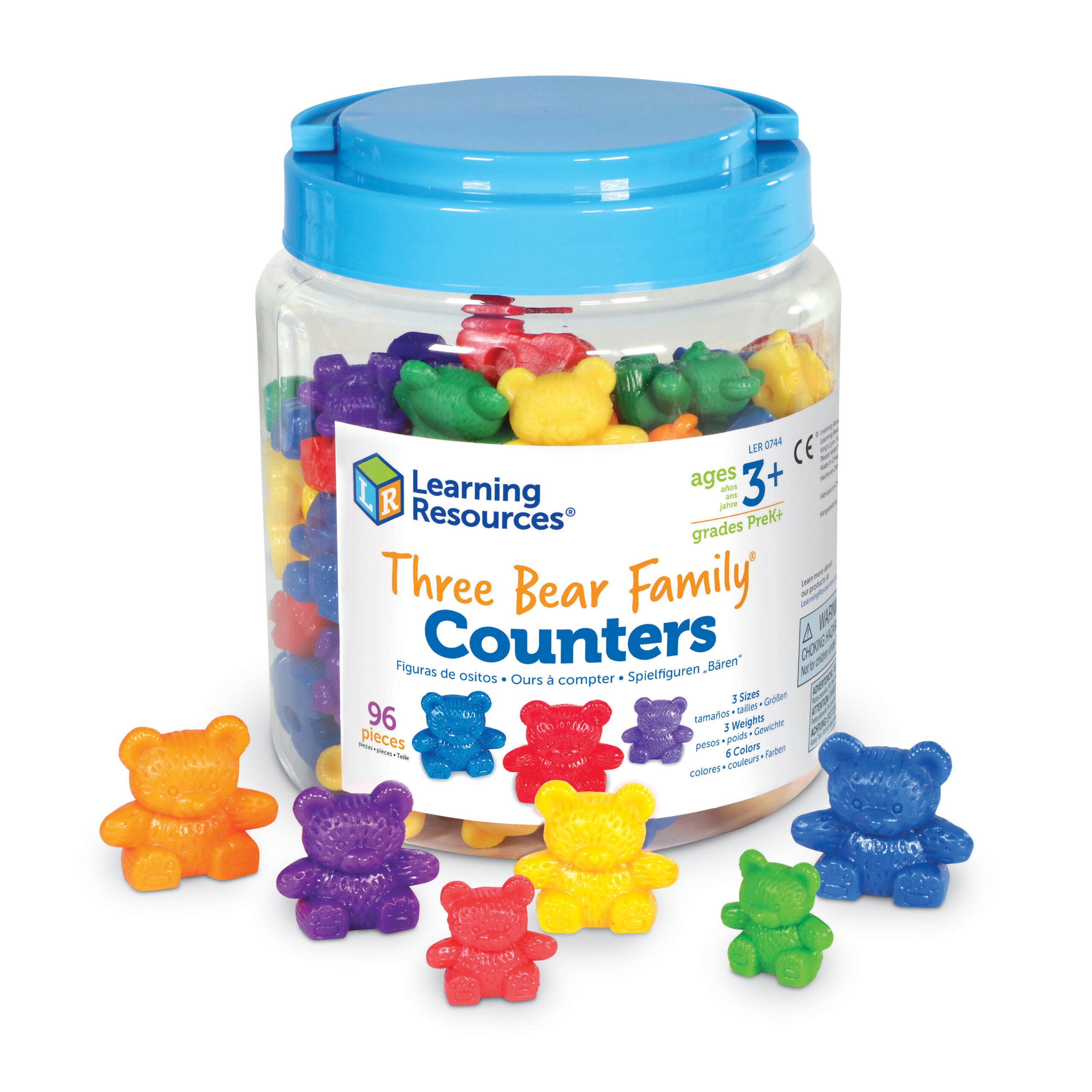 Learning Resources Three Bear Family Counters, Set of 96, Multi-Coloured Maths Counters for Counting, Sorting, Patterning & Weight Comparison, Ideal for Classroom Learning, Ages 3+