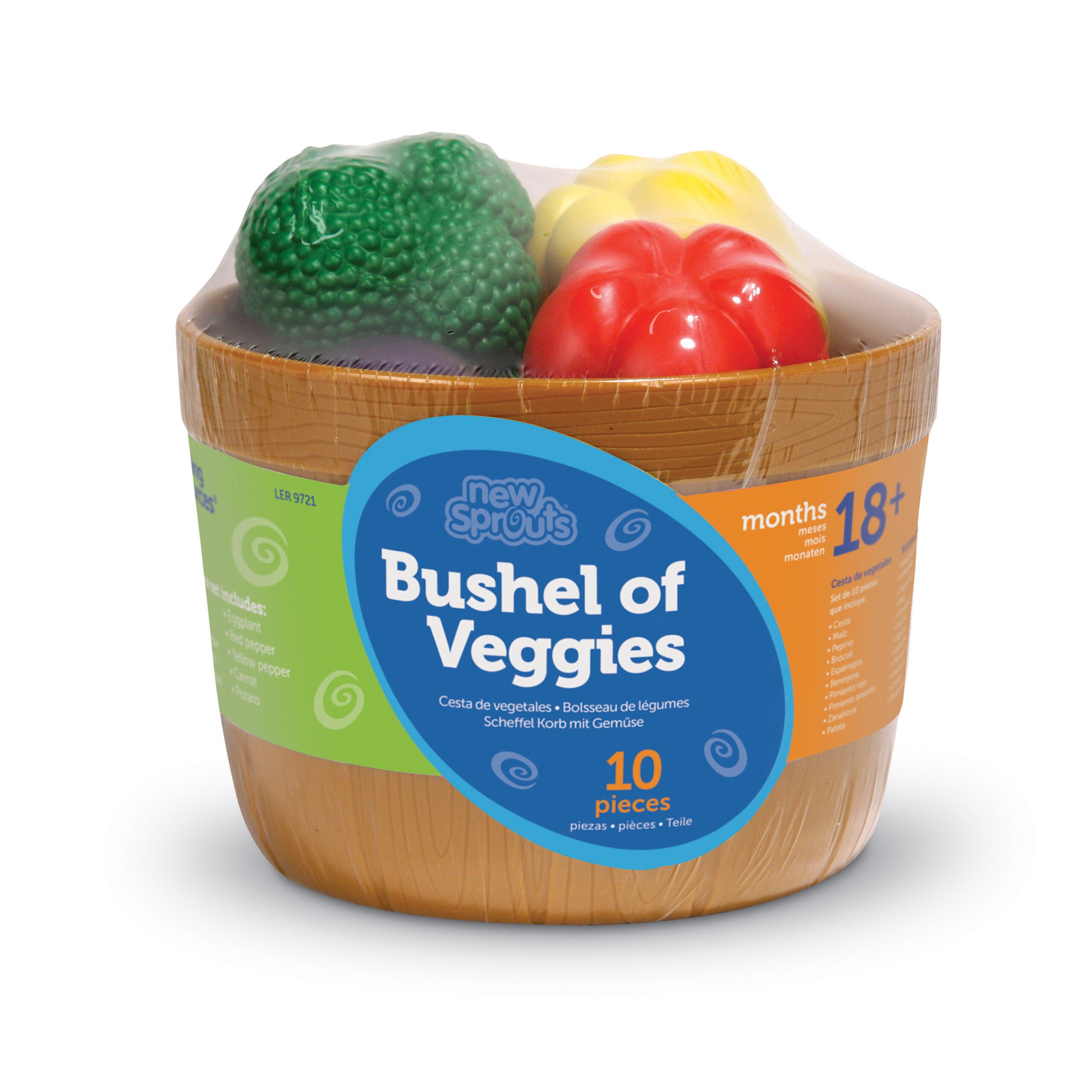 Learning Resources New Sprouts Bushel of Veggies, Soft Pretend Play Food Set for Toddlers, 9 Colorful Vegetable Pieces for Early Role Play, Language Development and Healthy Eating, Ages 18 Months+