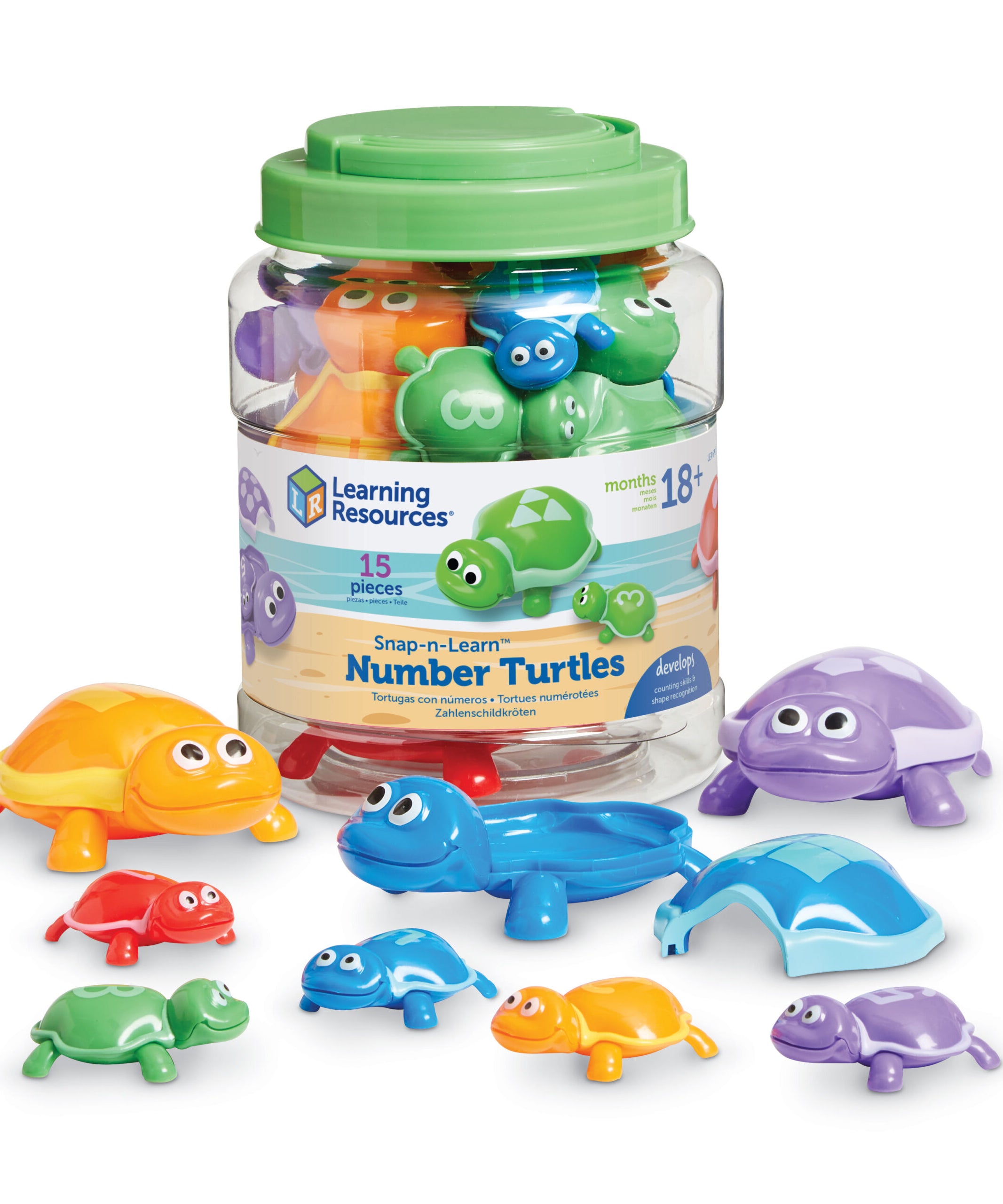 Learning Resources Snap-n-Learn Number Turtles, Early Maths Learning Toy for Number, Shape Recognition, and Fine Motor Skills, Ages 2+
