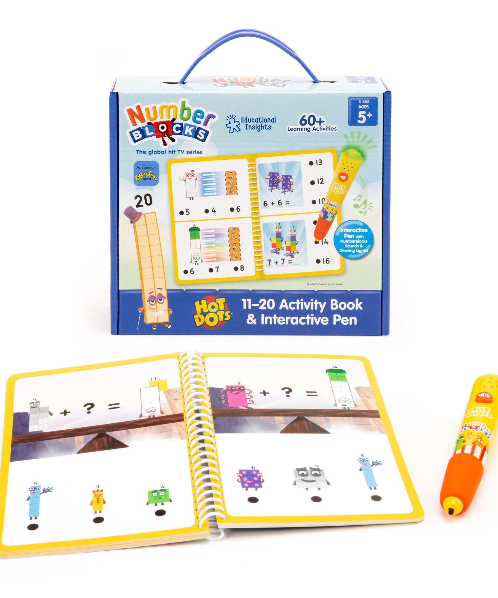 Learning Resources Hot Dots Numberblocks 11–20 Activity Book and Interactive Pen, Over 60 Maths Activities for Ages 5 Plus, EI-2551